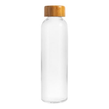 botella cristal tapa bambu personalizable